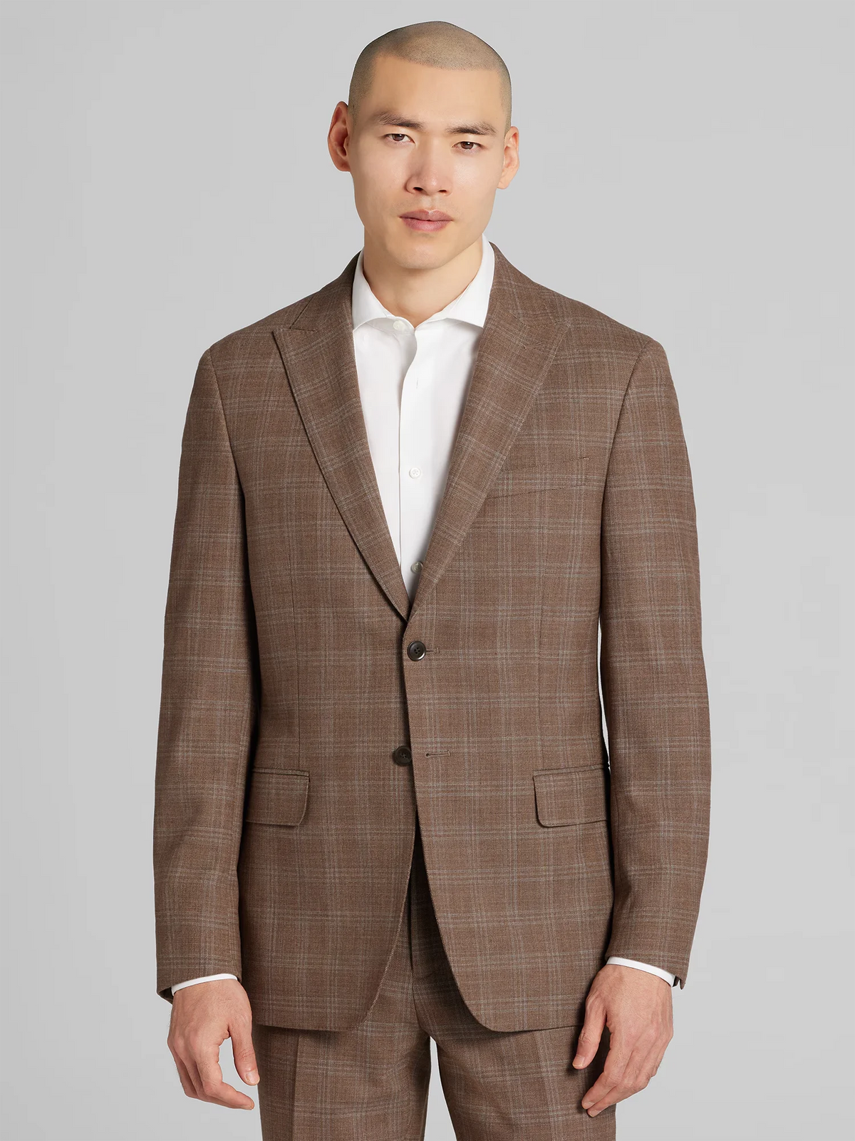 Slim Fit Premium Wool Blend Plaid Suit Jacket