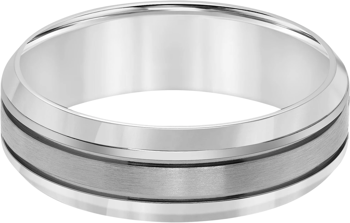 7mm Round Edge Brushed Finish Center Titanium Band