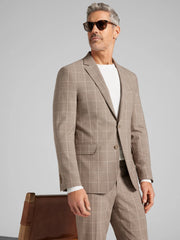 Slim Fit Premium Wool Windowpane Suit Jacket
