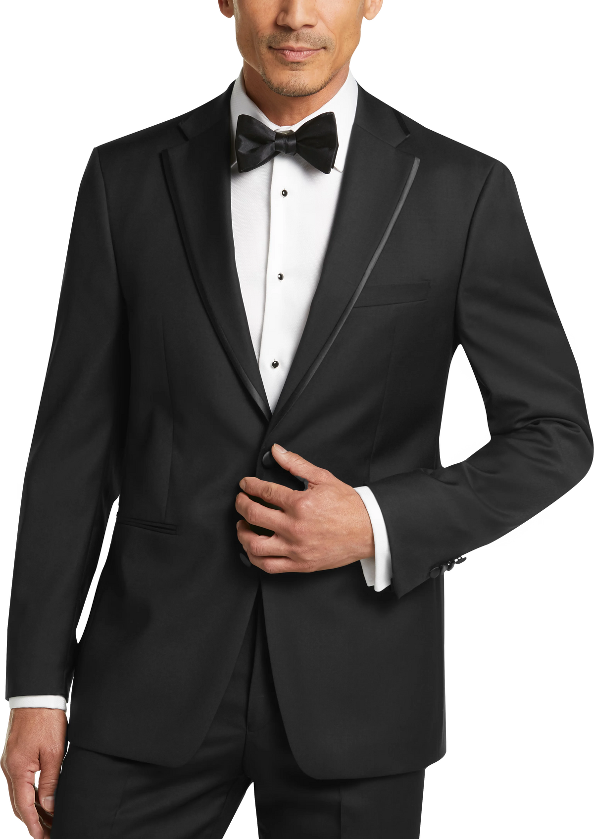 Slim Fit Satin Edged Notch Lapel 100% Wool Tuxedo