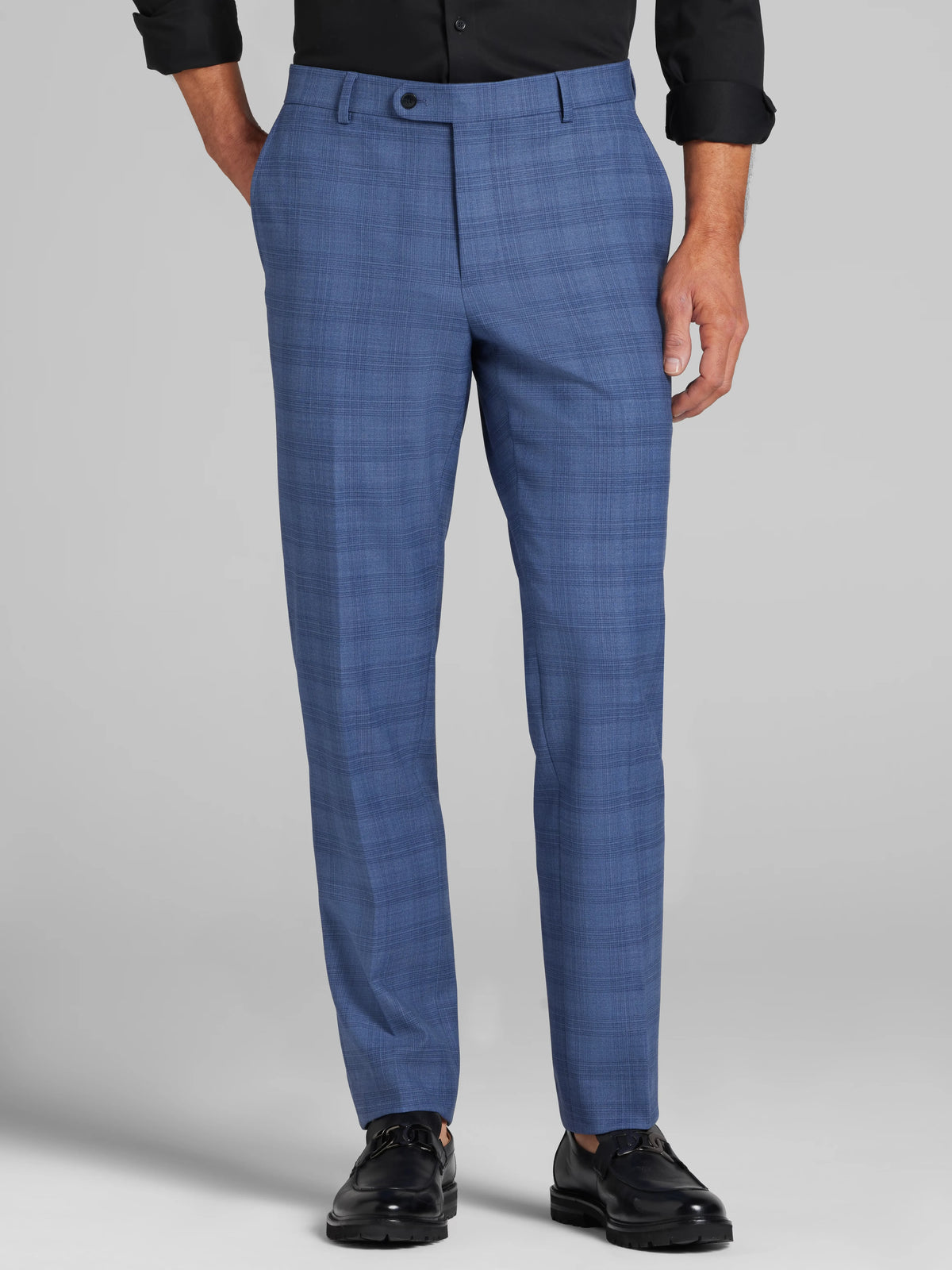 Slim Fit Plaid Suit Pants