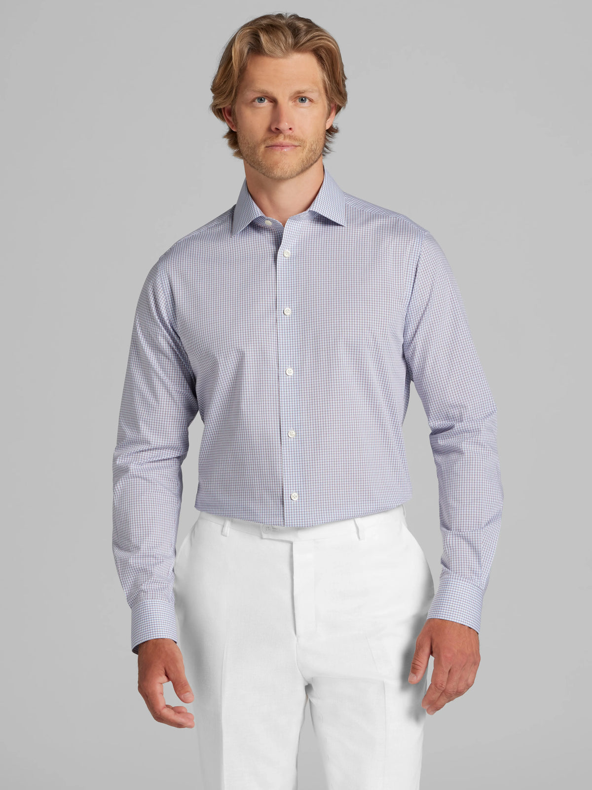 Slim Fit Mini Grid Dress Shirt