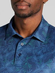 Regular Fit Linear Botanical Print Short Sleeve Golf Polo
