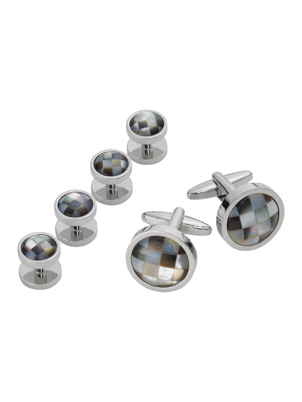 Checkered Mother-of-Pearl Cufflinks & Studs Set
