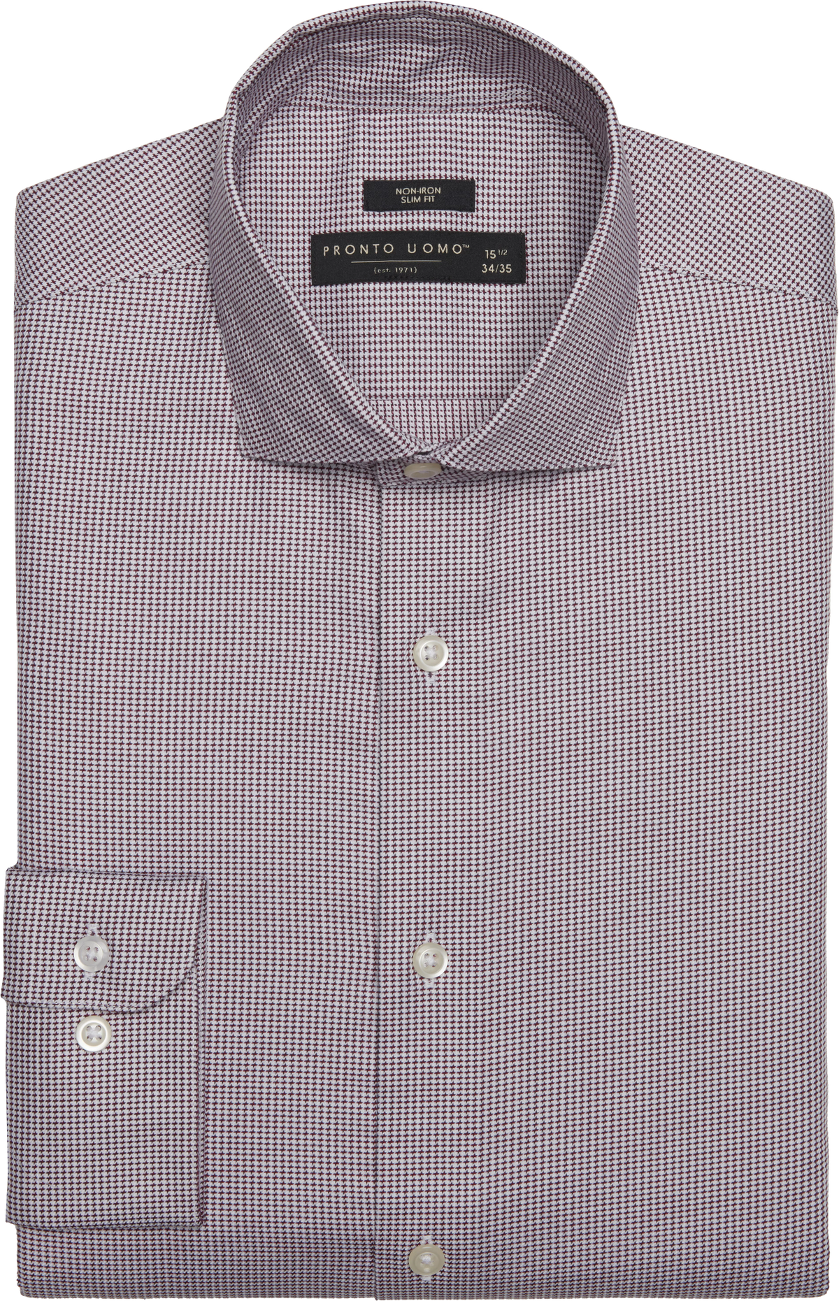 Slim Fit Micro Check Spread Collar Dress Shirt