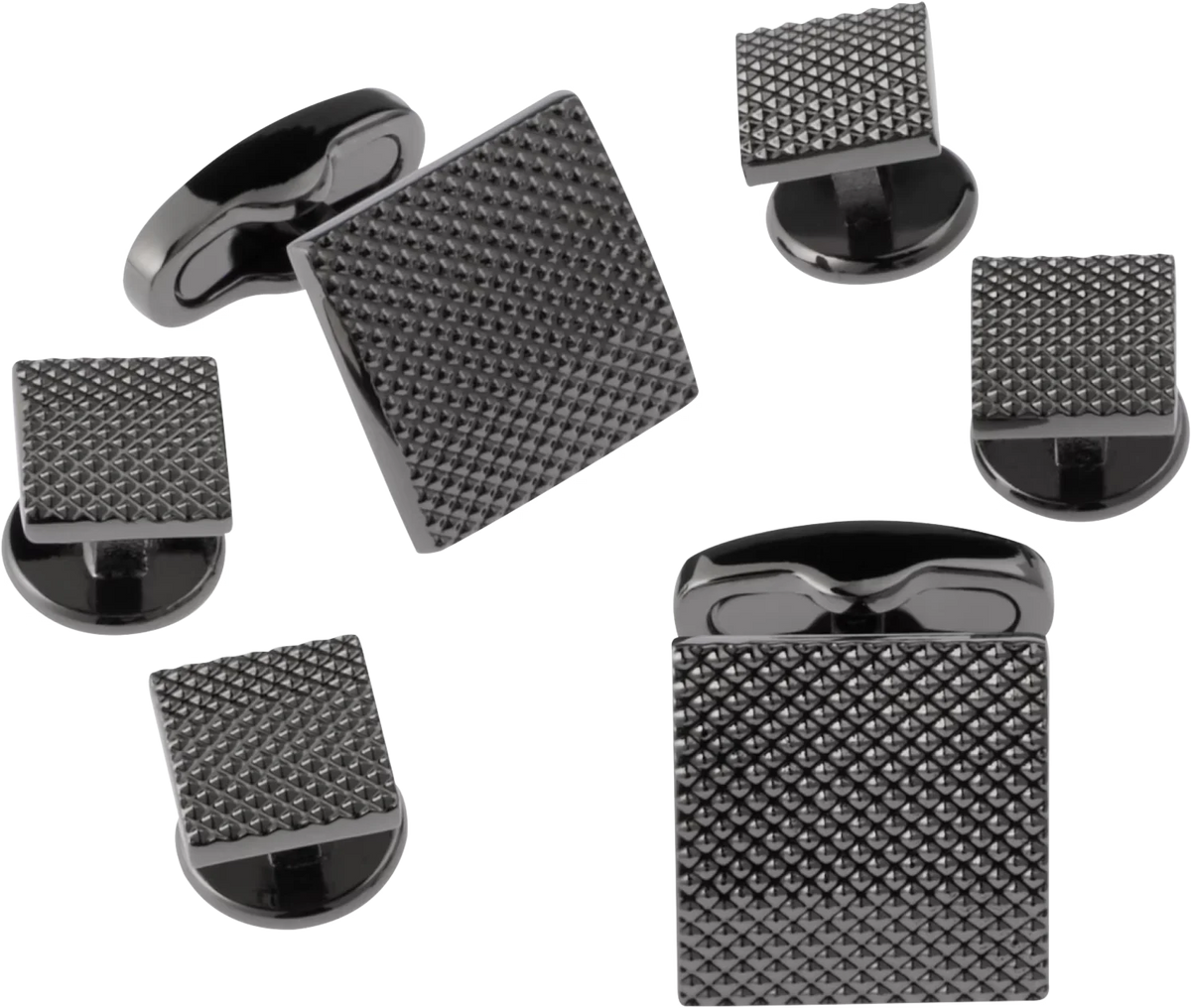Square Gunmetal Cufflinks & Studs Set