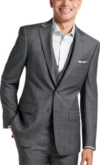 Slim Fit Wool Blend Windowpane Suit Jacket