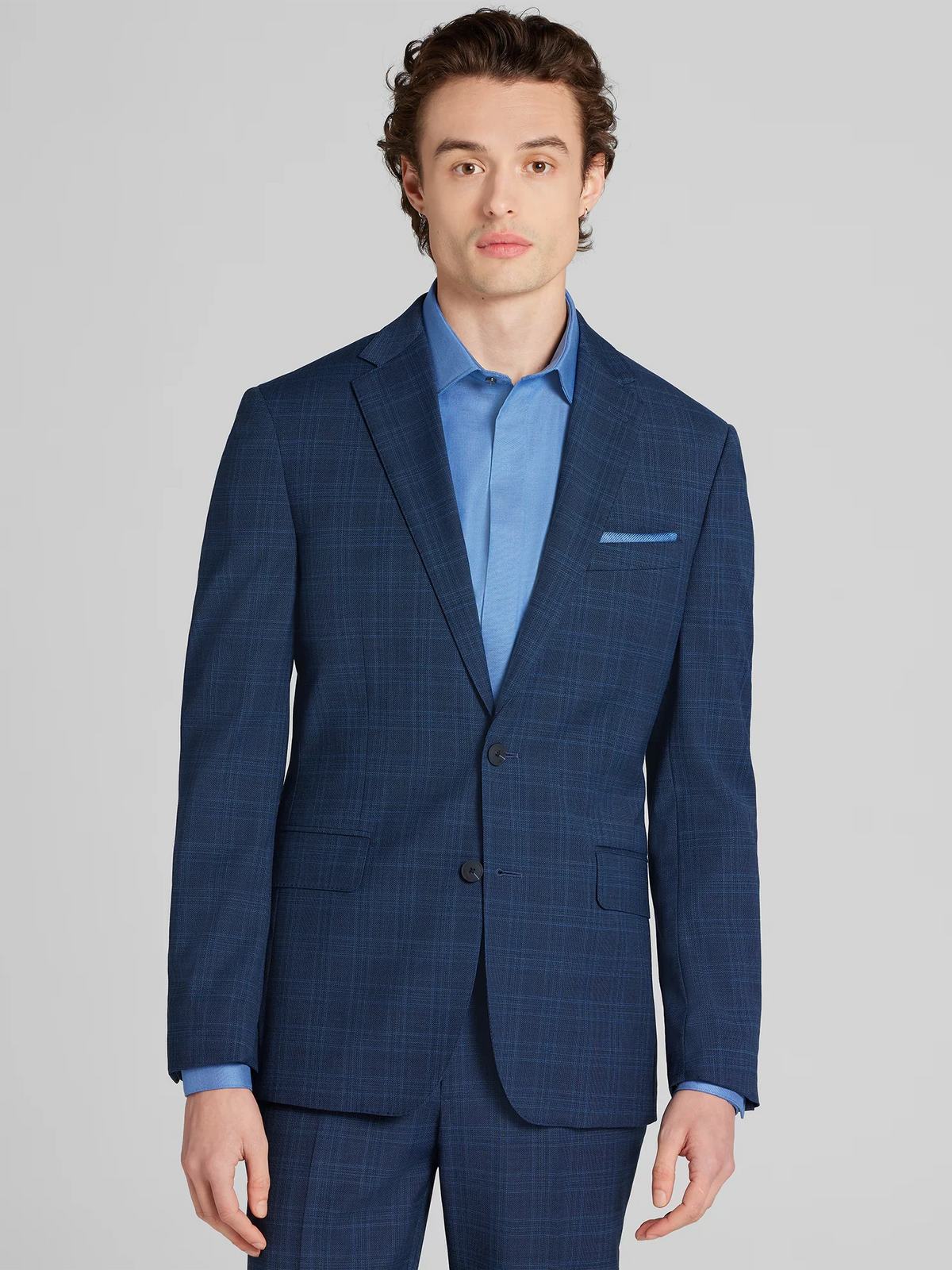 Slim Fit Plaid Suit Jacket