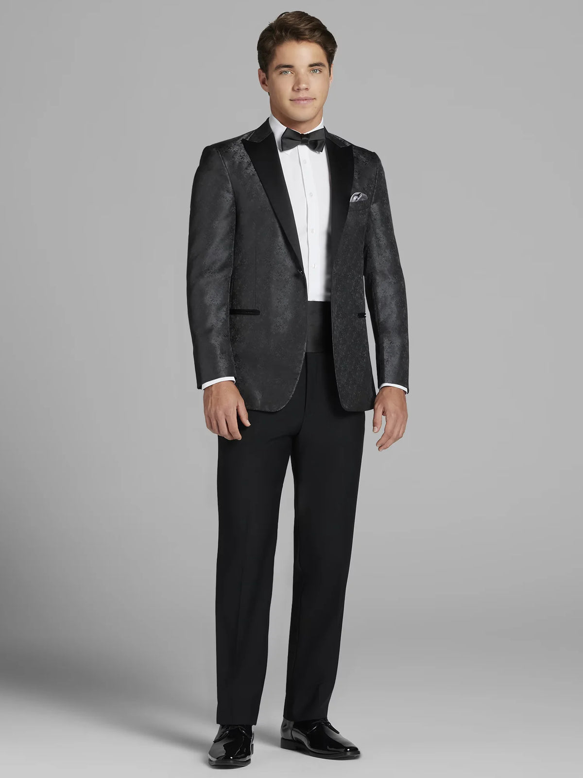 Charcoal Gray Jacquard Dinner Jacket Tux