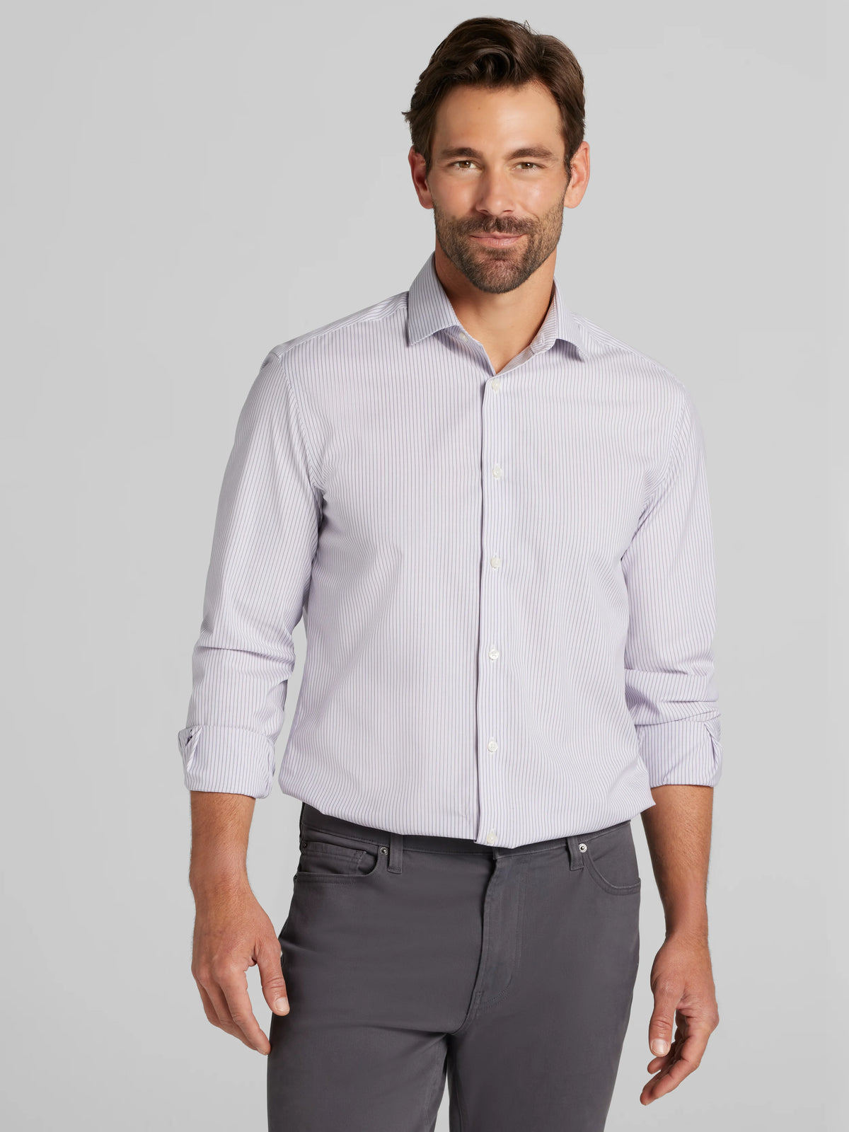 Slim Fit Ultra Performance Stretch Multistripe Dress Shirt