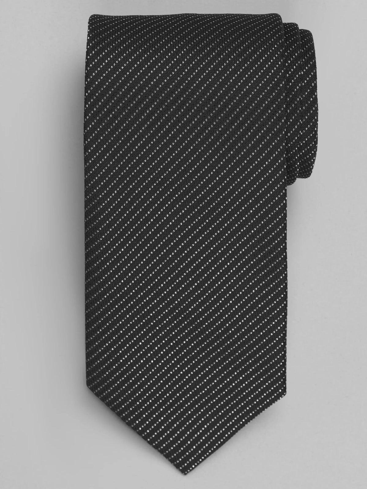 Narrow Metallic Bias Stripe Tie