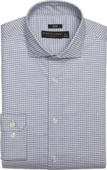 Slim Fit Grid Spread Collar Dress Shirt