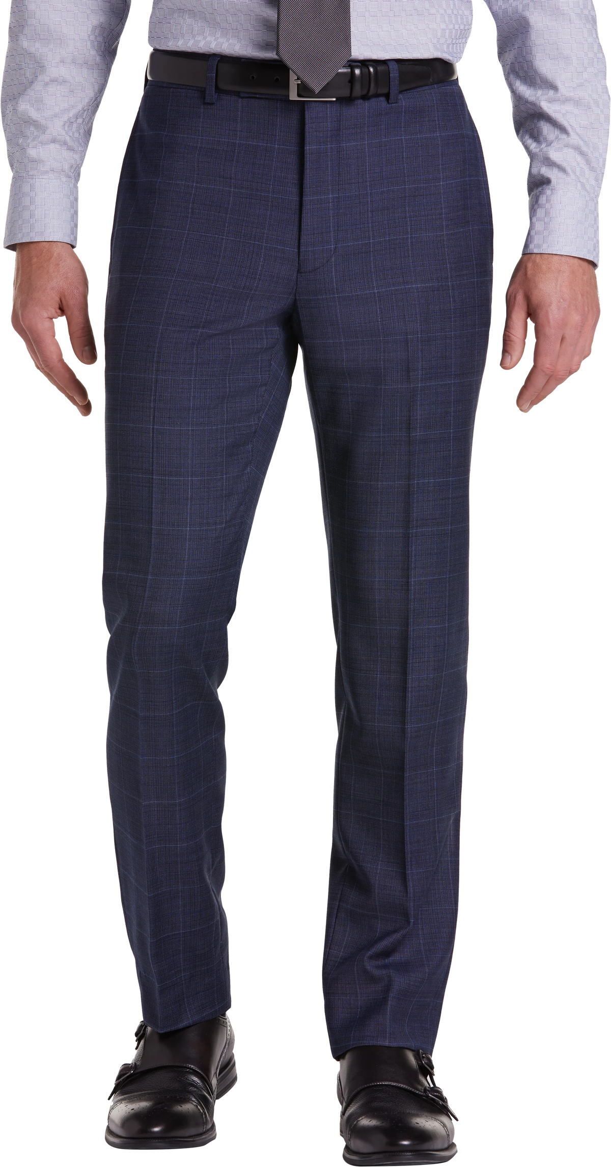 Slim Fit Wool Blend Windowpane Suit Pants