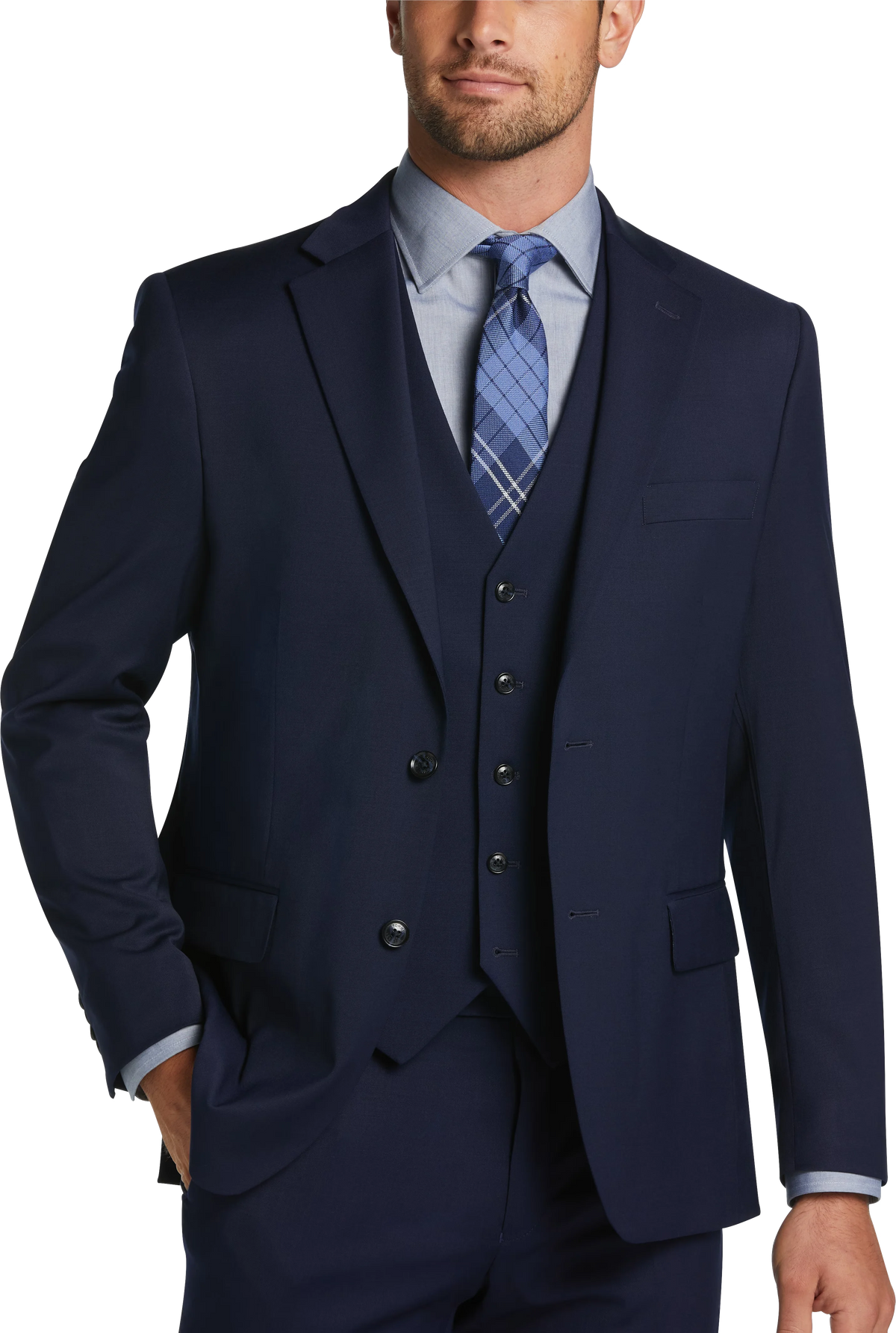 Modern Fit Sharkskin Premium Wool Blend Suit