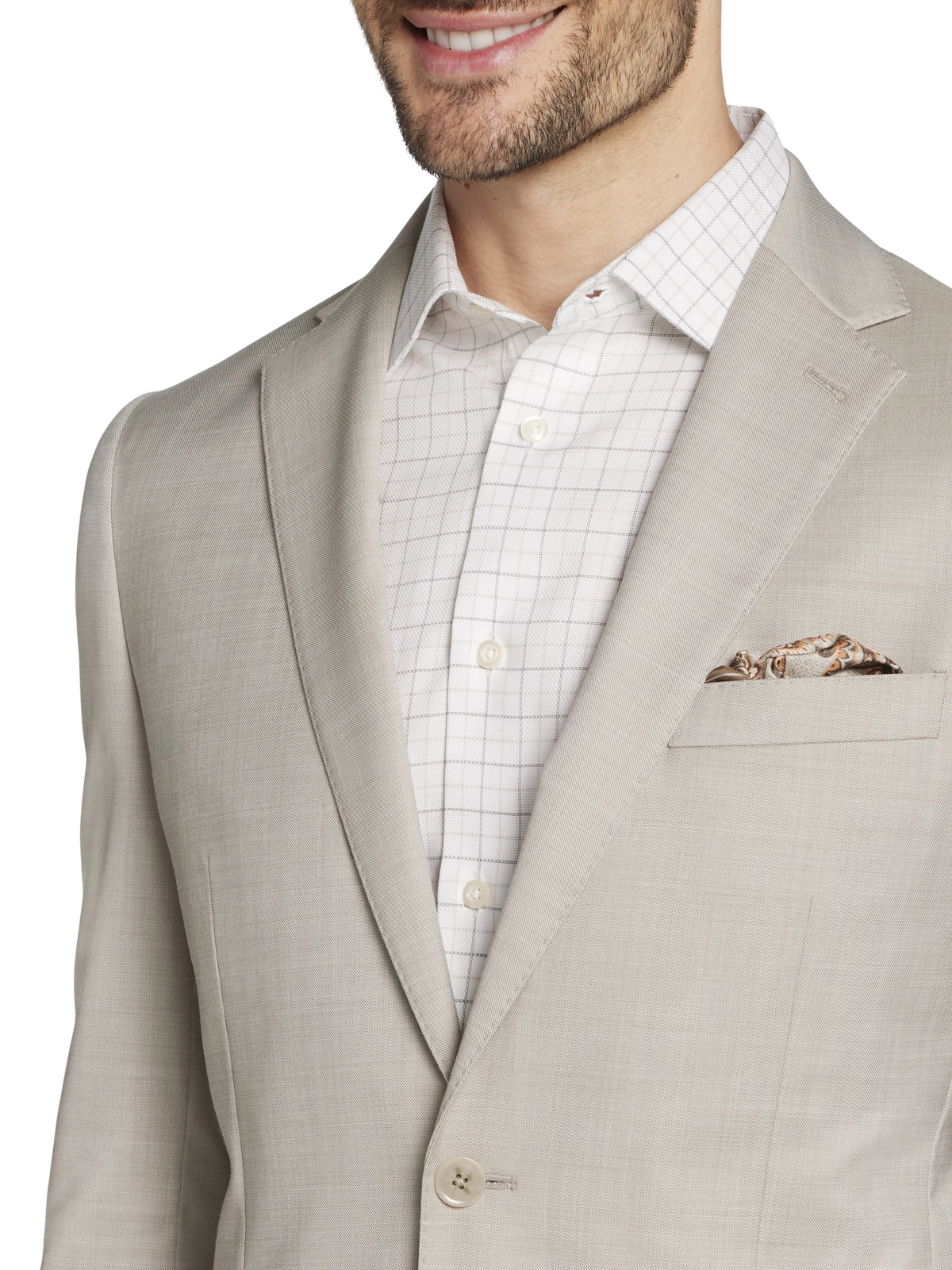 Slim Fit Wool Blend Sharkskin Suit Jacket