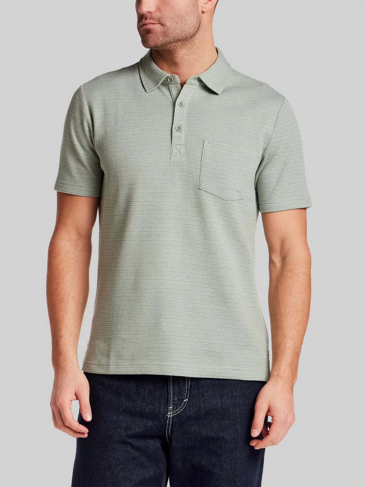 Regular Fit Variegated Microstripe Short Sleeve Polo