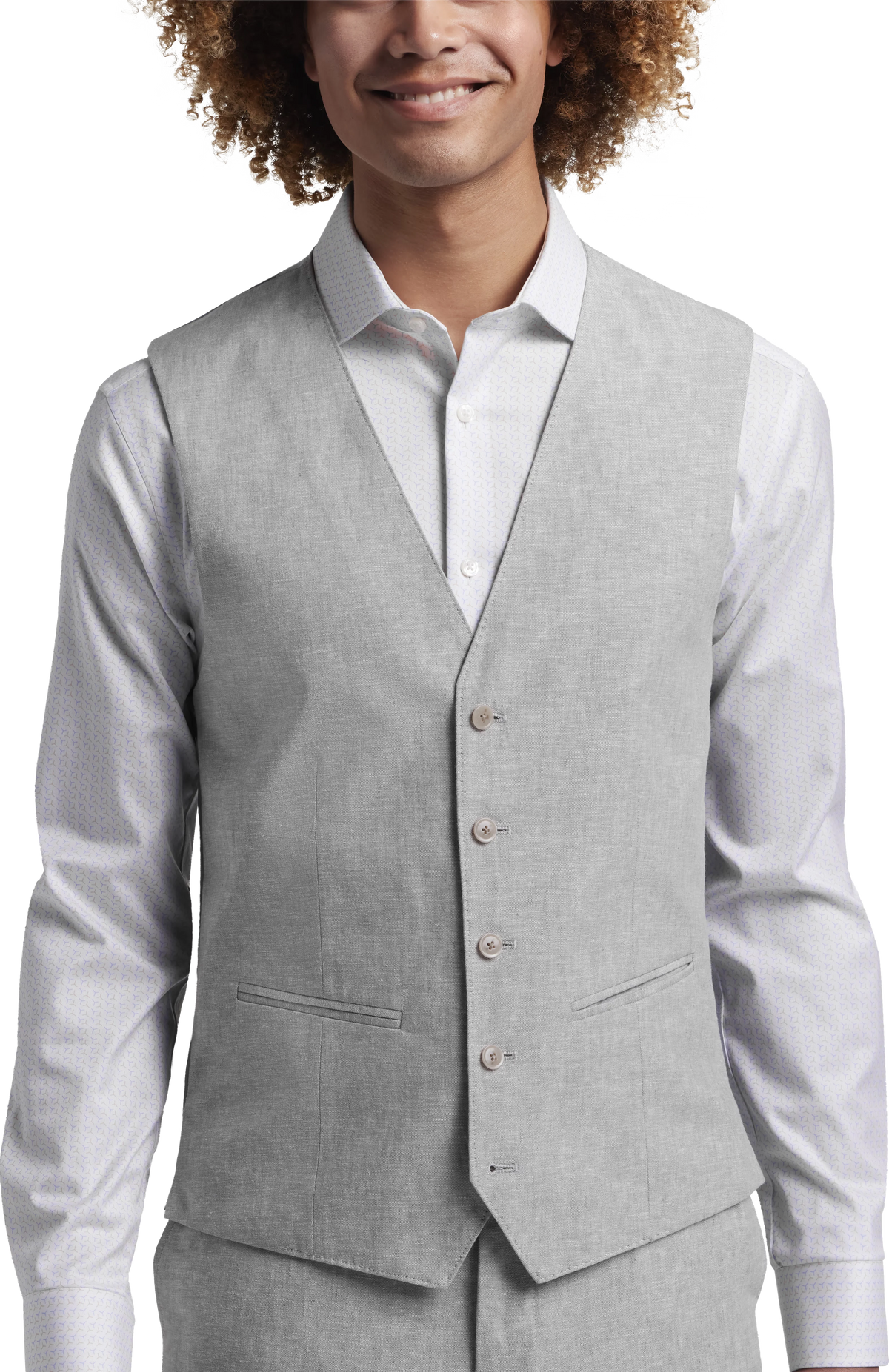 Slim Fit Linen Blend Suit Vest