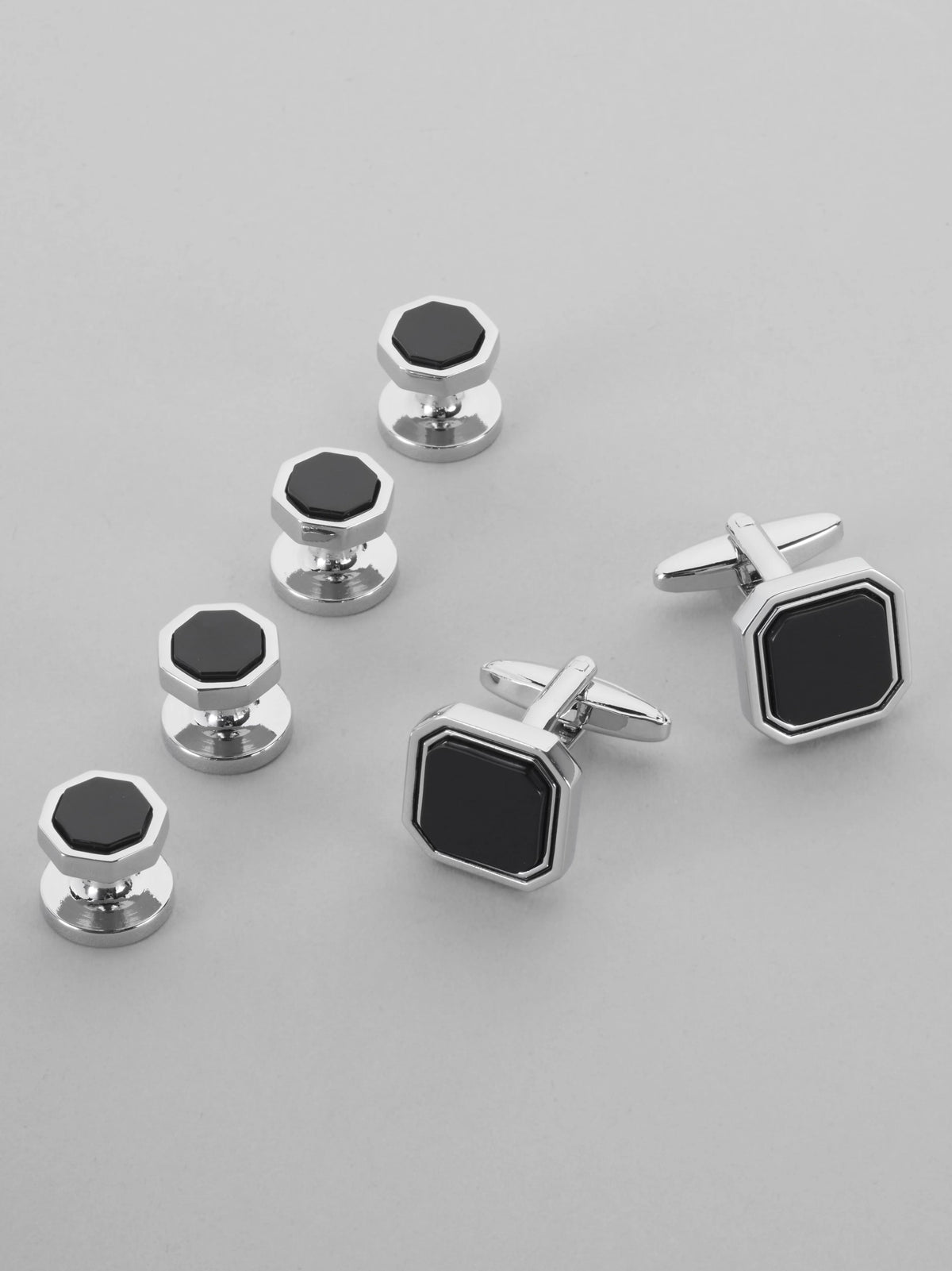 Onyx Octagon Cufflink and Stud Set