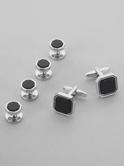 Onyx Octagon Cufflink and Stud Set