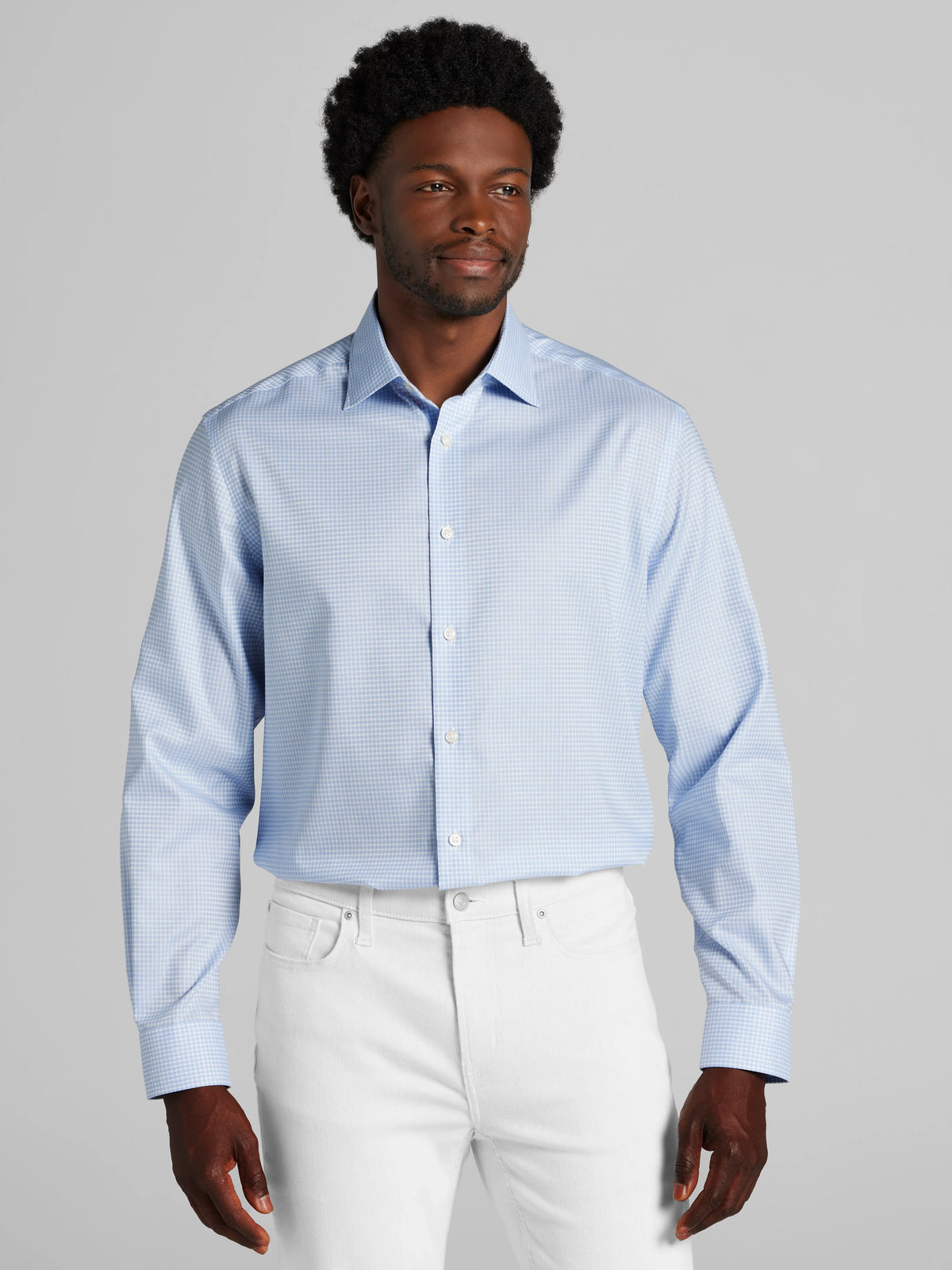 Classic Fit 100% Cotton Gingham Dress Shirt