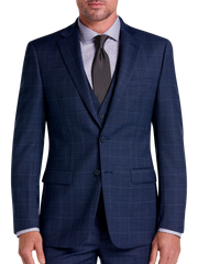Slim Fit Premium Wool Blend Windowpane 3-Piece Suit