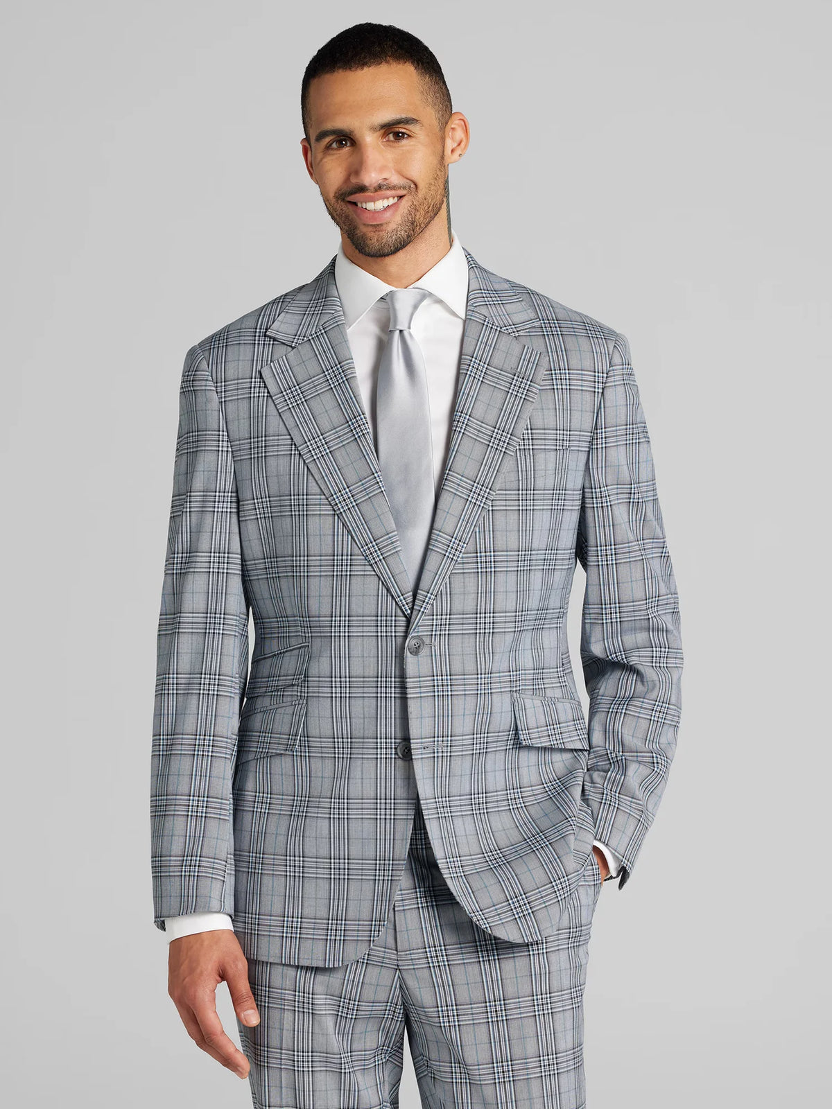 Modern Fit Plaid Suit