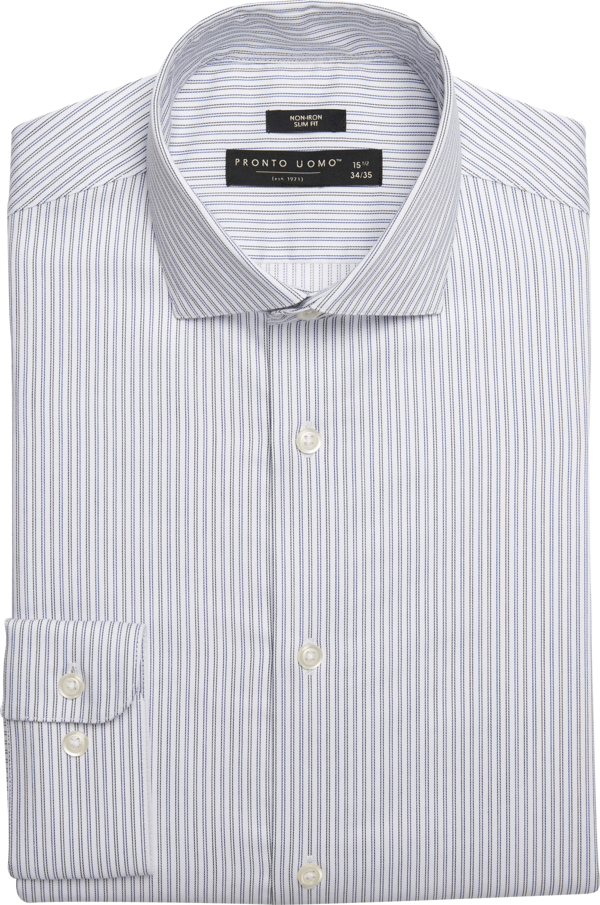 Slim Fit Stripe Spread Collar Dress Shirt