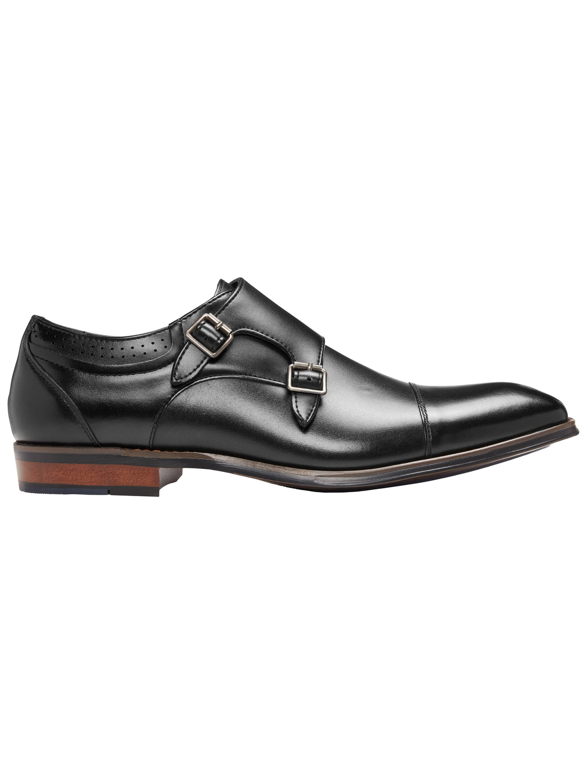 Bayne Leather Cap Toe Double Monk Strap Dress Shoes