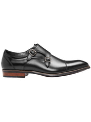 Bayne Leather Cap Toe Double Monk Strap Dress Shoes