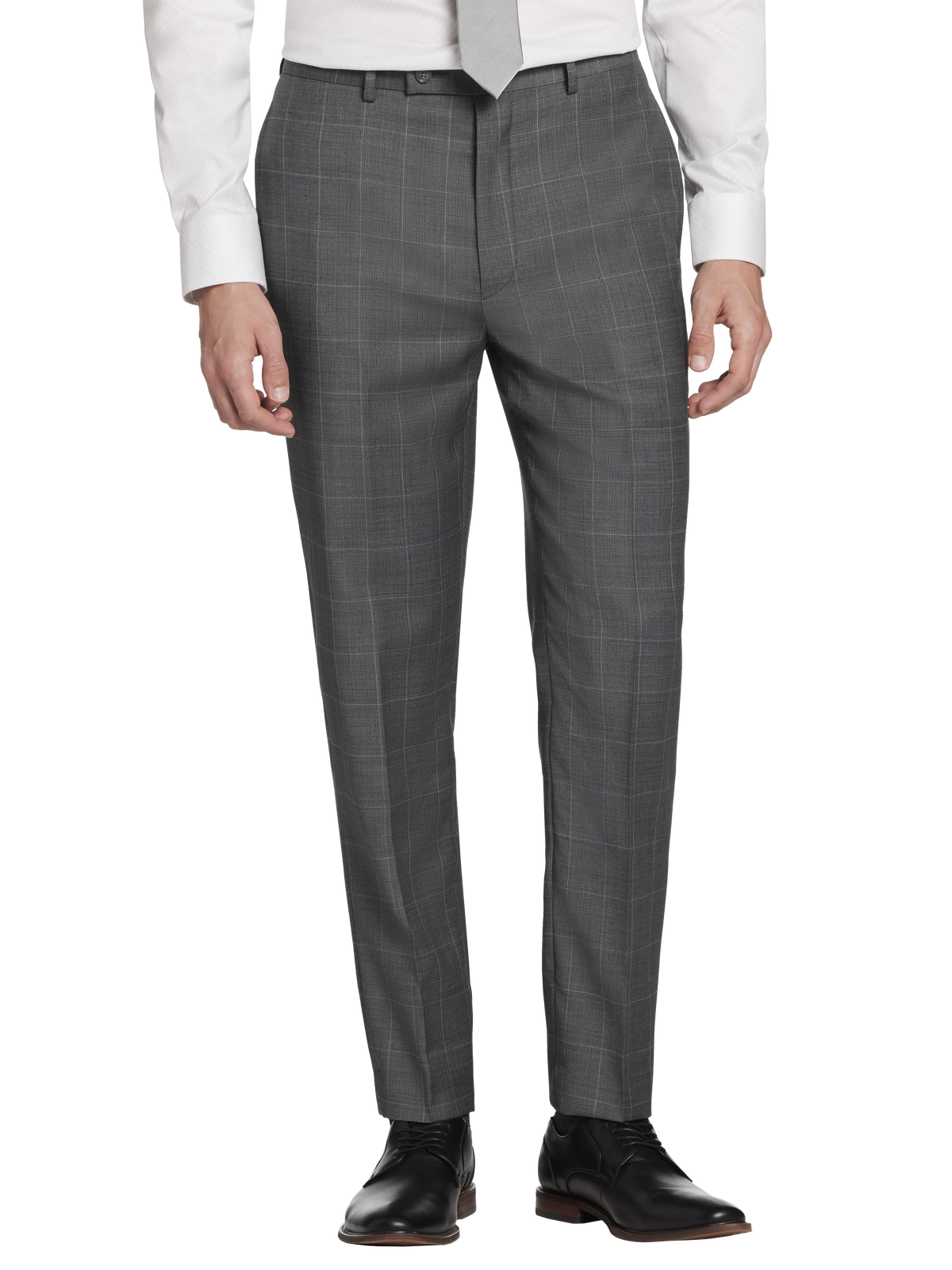 Slim Fit Wool Blend Windowpane Suit Pants