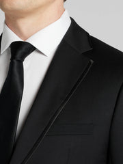 Slim Fit Satin Edged Notch Lapel 100% Wool Tuxedo Jacket